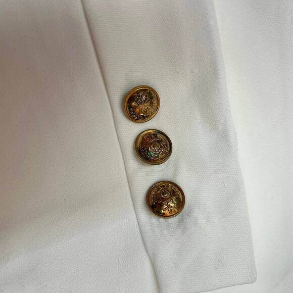 Asvivid Women's White Blazer Size L Gold Buttons Office Career Workwear - Picture 9 of 11